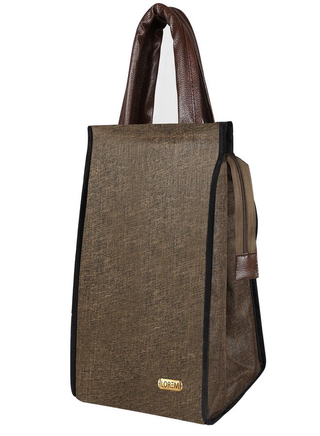 LOREM Khaki Linen Textured Insulated Tiffin Bag/Lunch Bag for Men & Women-FZ-TB09 - Image 1